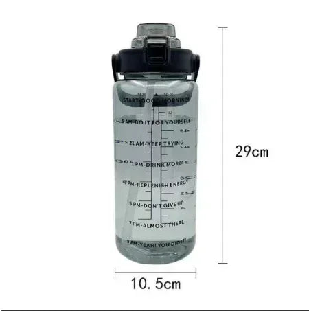 2 Liters Plastic Kettle Large Portable Travel Water Bottle with Straw Sports Fitness Cup High Value Big Fat Cup Adult Universal